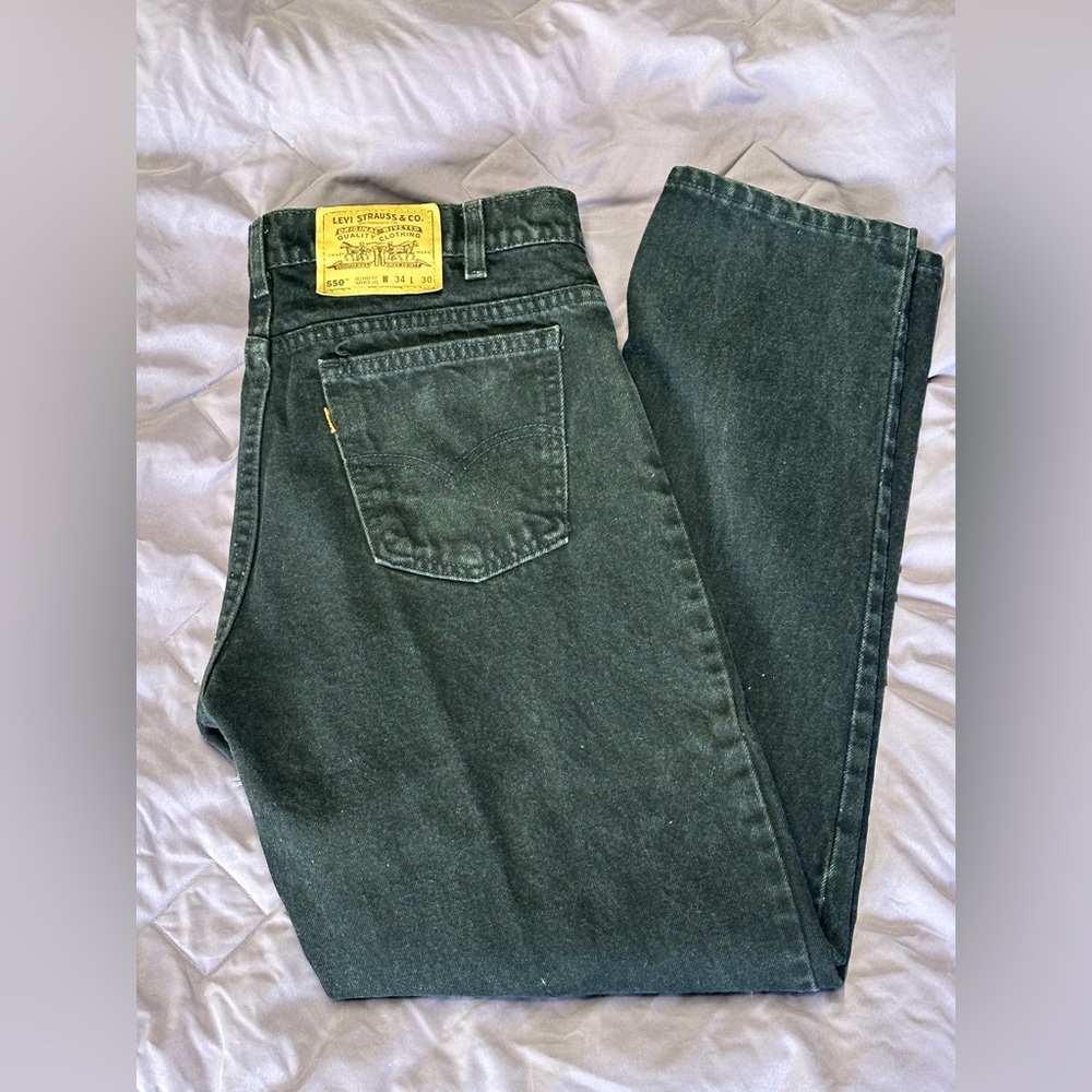 Vintage Levi's 550 Orange Tab Relaxed Fit Tapered Leg Jean USA Black 34x30